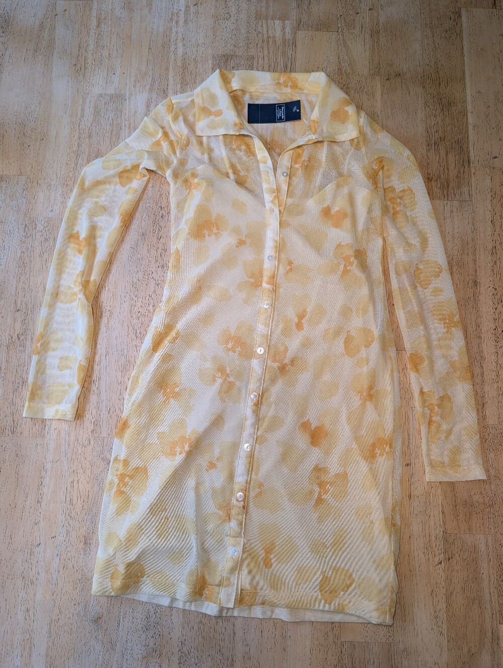 Abercrombie & Fitch Yellow Floral Sheer Button Shirt NWT Size XS